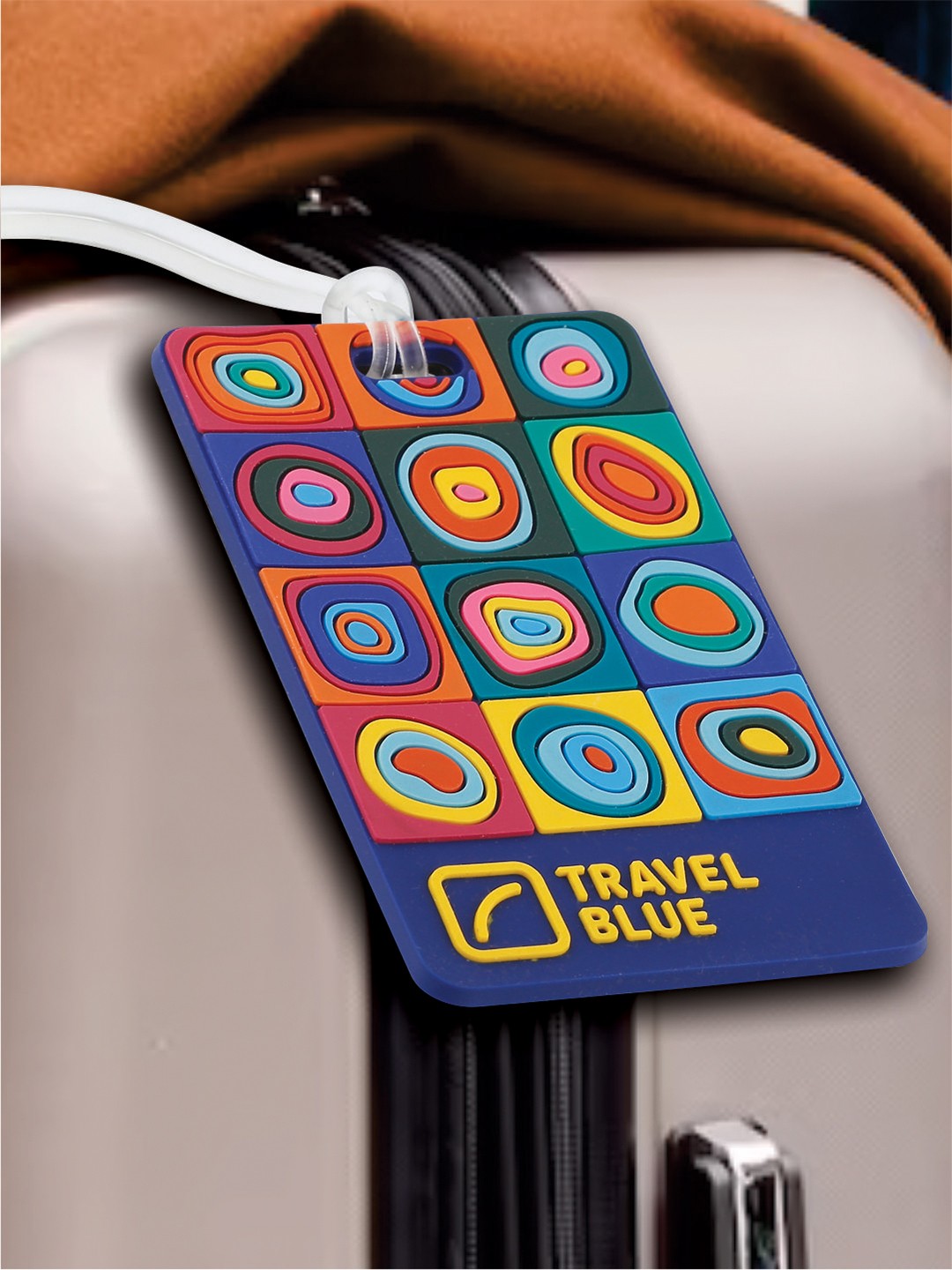 

Travel Blue White & Blue Printed Squares Name Tag Travel Accessory