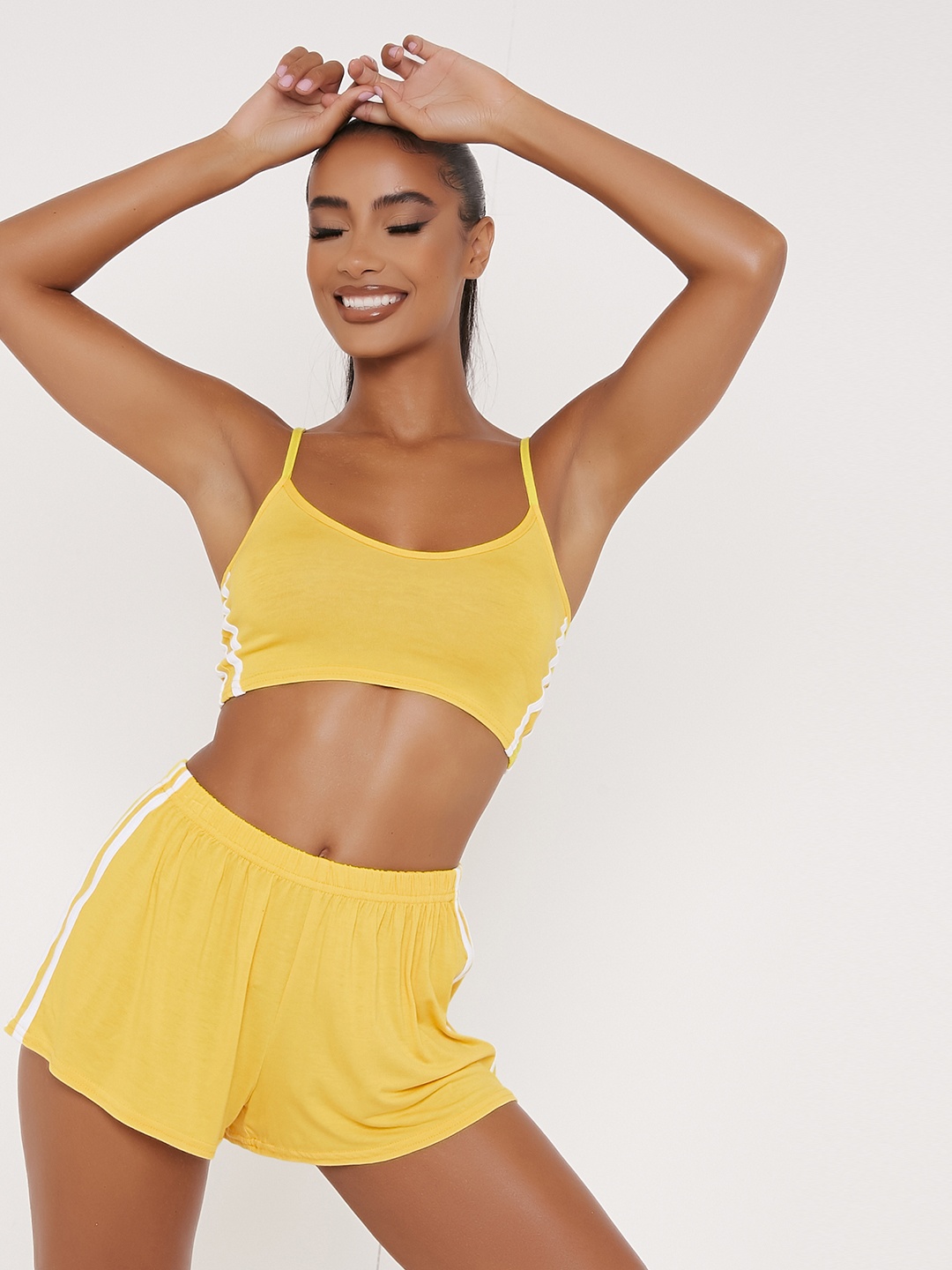 

I Saw It First Women Yellow Solid Running Tracksuit