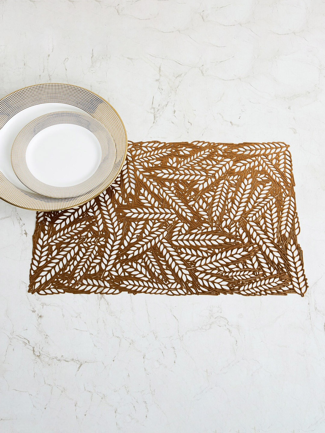 

Home Centre Brown Cinder Leaves Textured Placemat