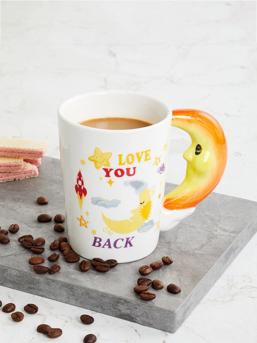 

Home Centre White Printed Ceramic Mug 300 ml