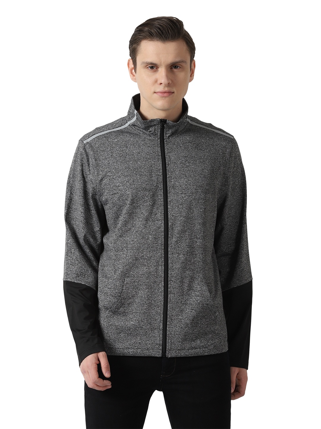 

Louis Philippe Sport Men Plus Size Grey Cotton Sporty Jacket