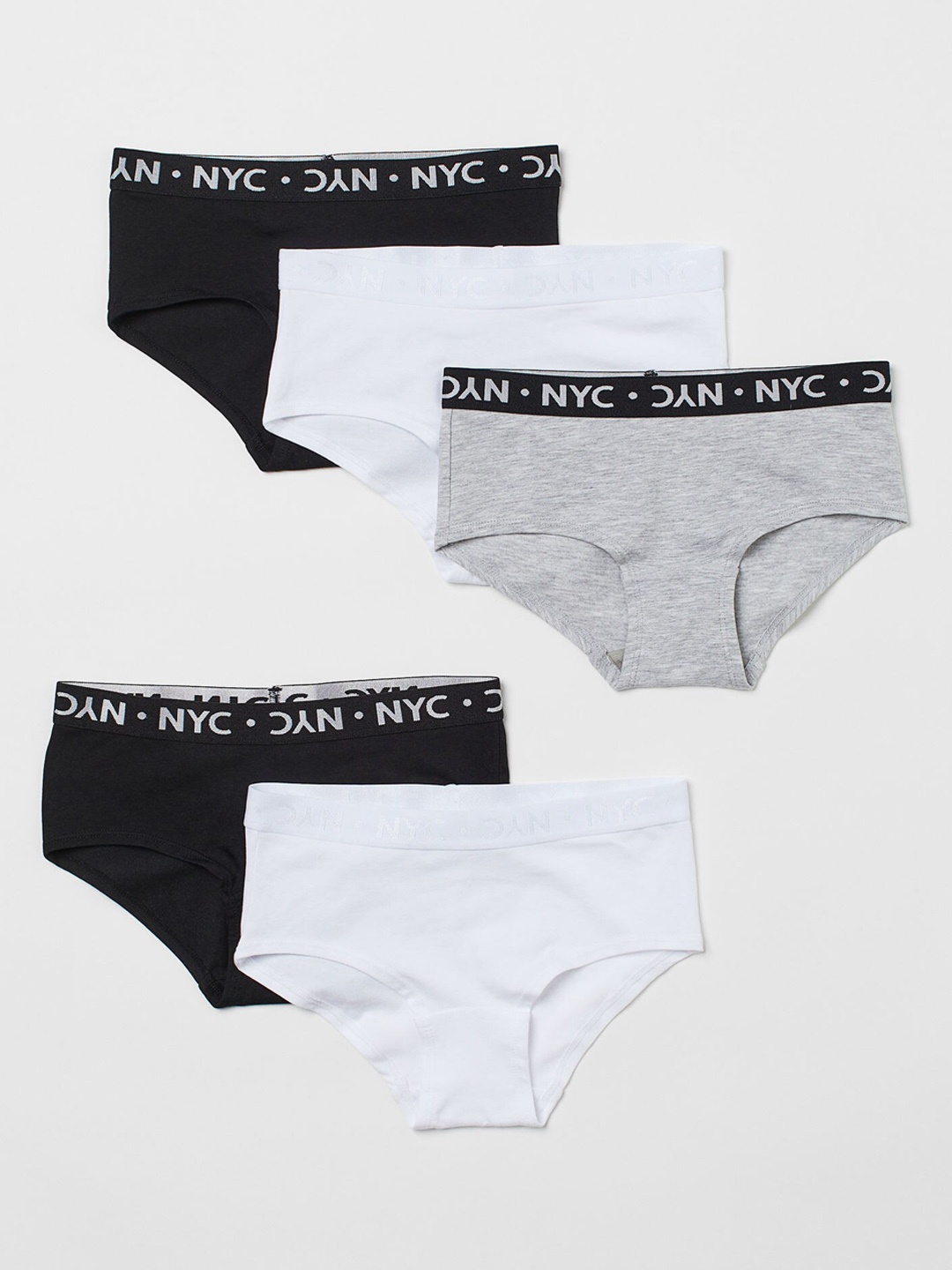 

H&M Pack of 5 White & Black Cotton Hipster Briefs