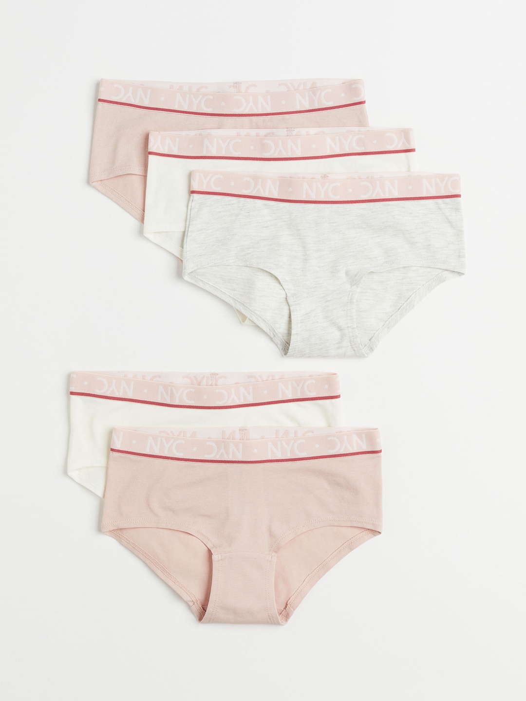 

H&M Girls Grey & Pink 5-Pack Cotton Hipster Briefs 0865840013