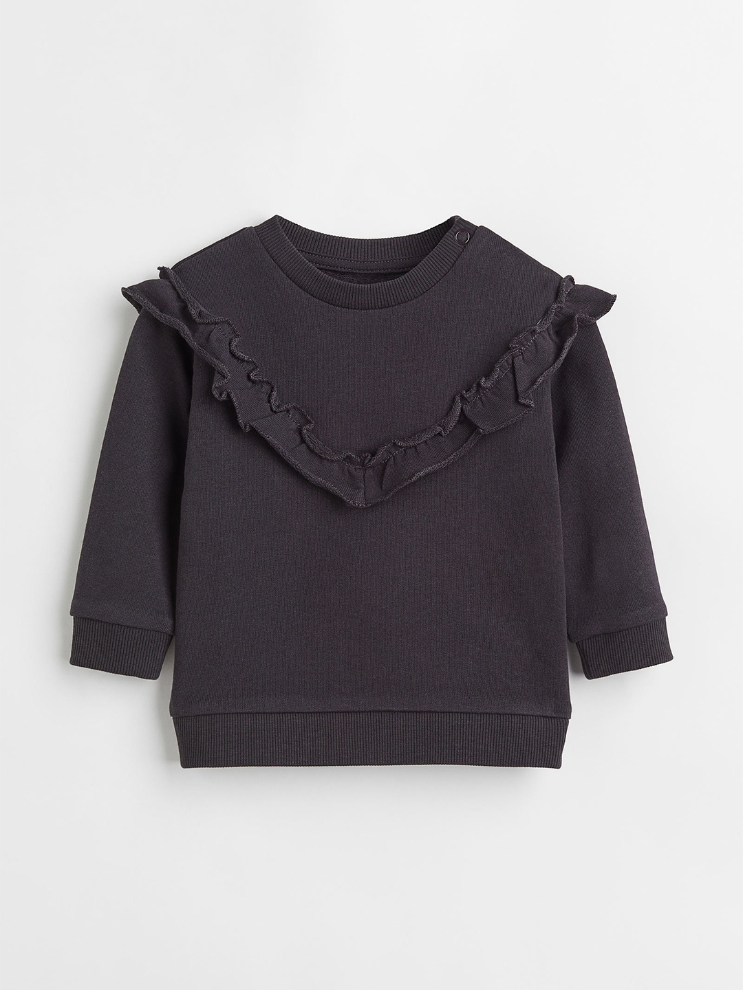 H&M Girls Grey Solid Sweatshirt