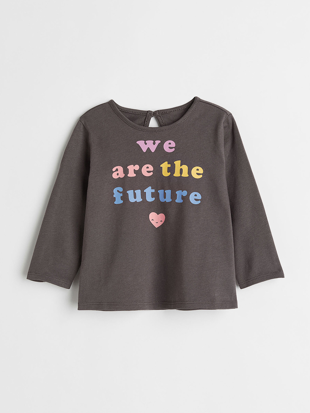 

H&M Girls Charcoal Grey Printed Cotton Top