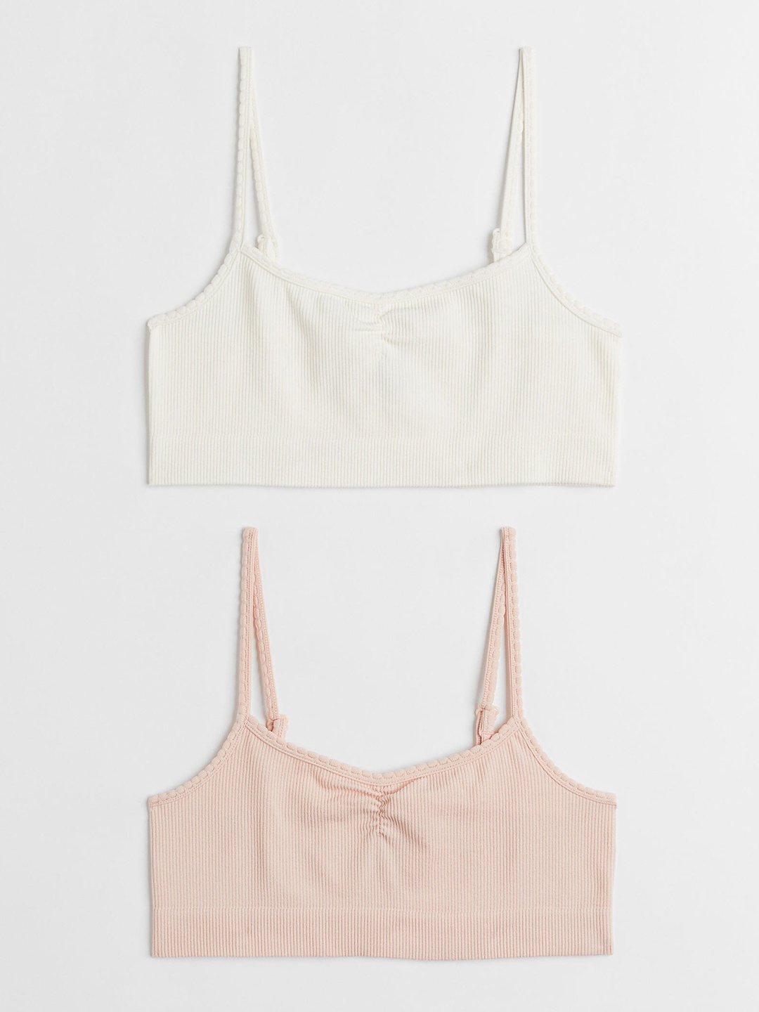 

H&M Girls Pack of 2 White & Pink Seamless Crop Tops