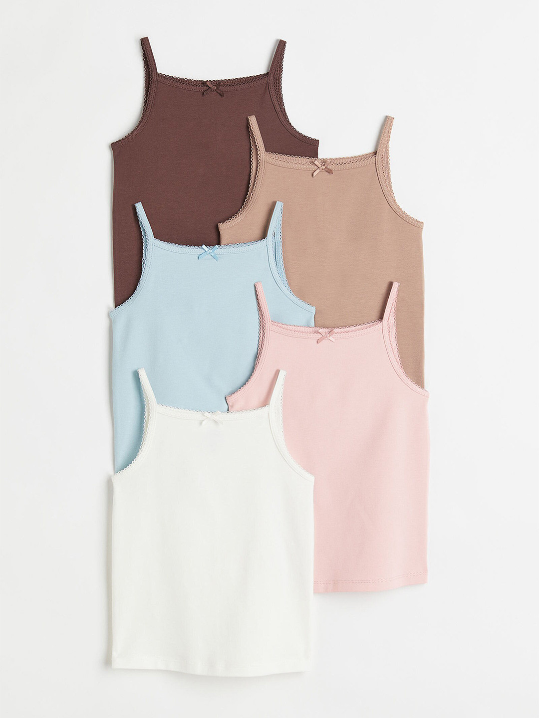 

H&M Pack of 5 Beige & Blue Jersey Vest Tops