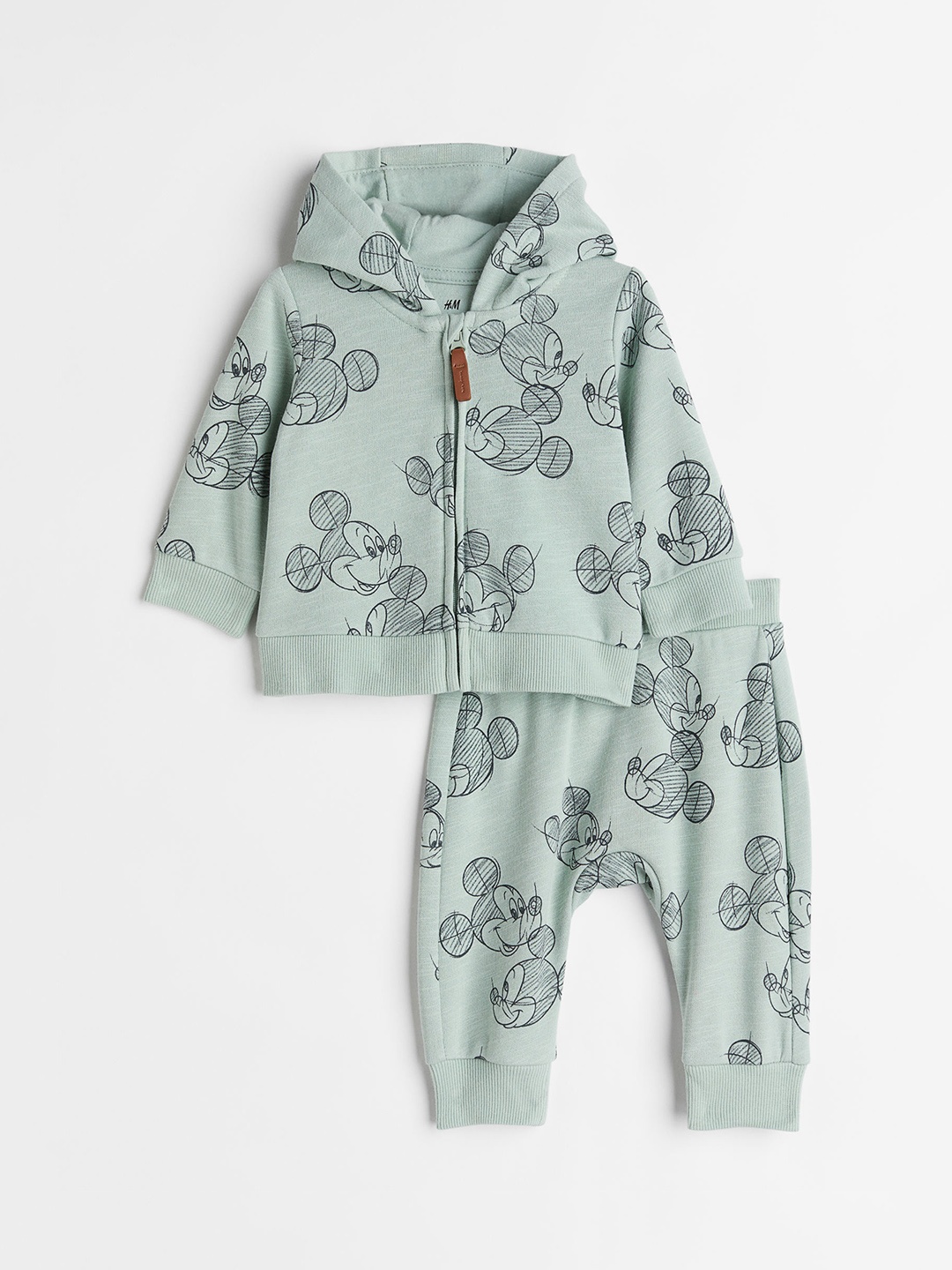 

H&M Girls Hooded Sweatshirt with Trousers, Green