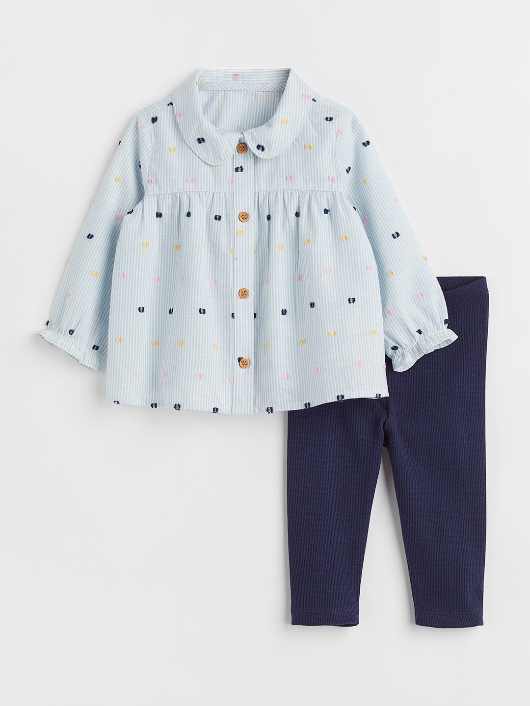 

H&M Girls Blue & Navy Blue 2-piece cotton set
