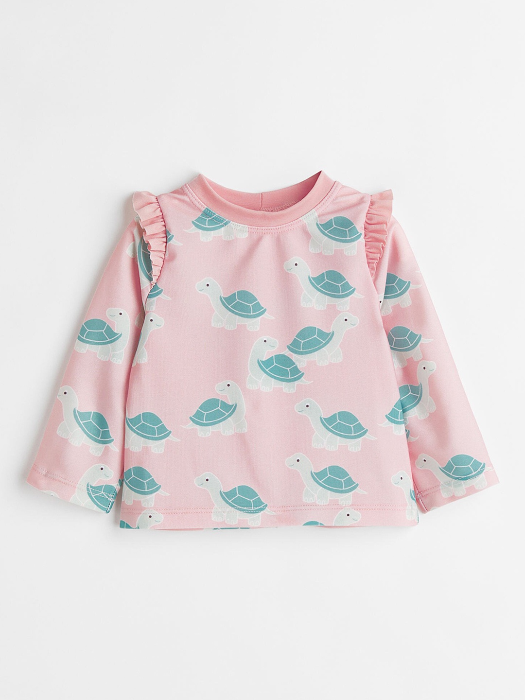 

H&M Girls Pink Tortoise Printed UPF 50 Swim Top