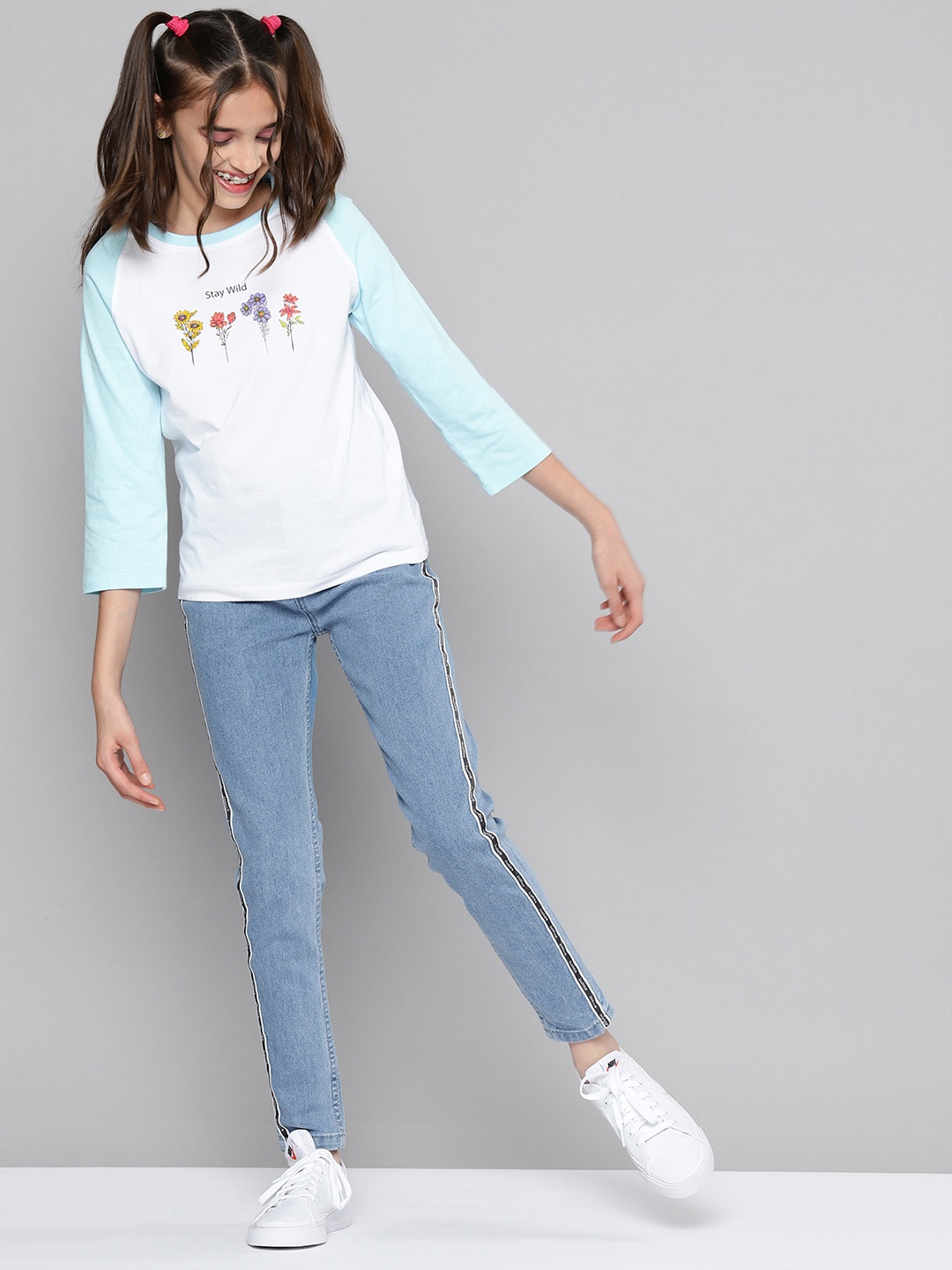 

JUSTICE Girls Blue Straight Fit Light Fade Stretchable Jeans