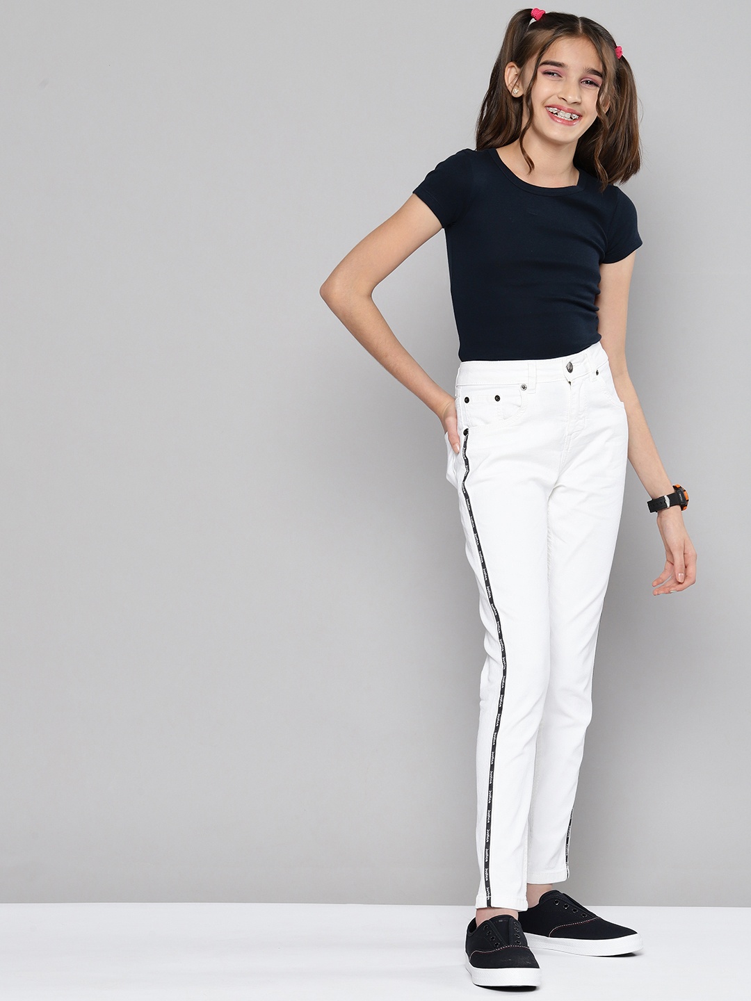 

JUSTICE Girls White Straight Fit Stretchable Jeans