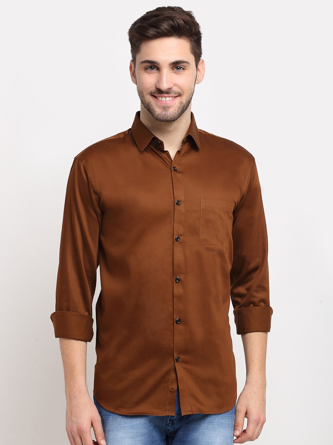 

JAINISH Men Brown Smart Slim Fit Formal Shirt