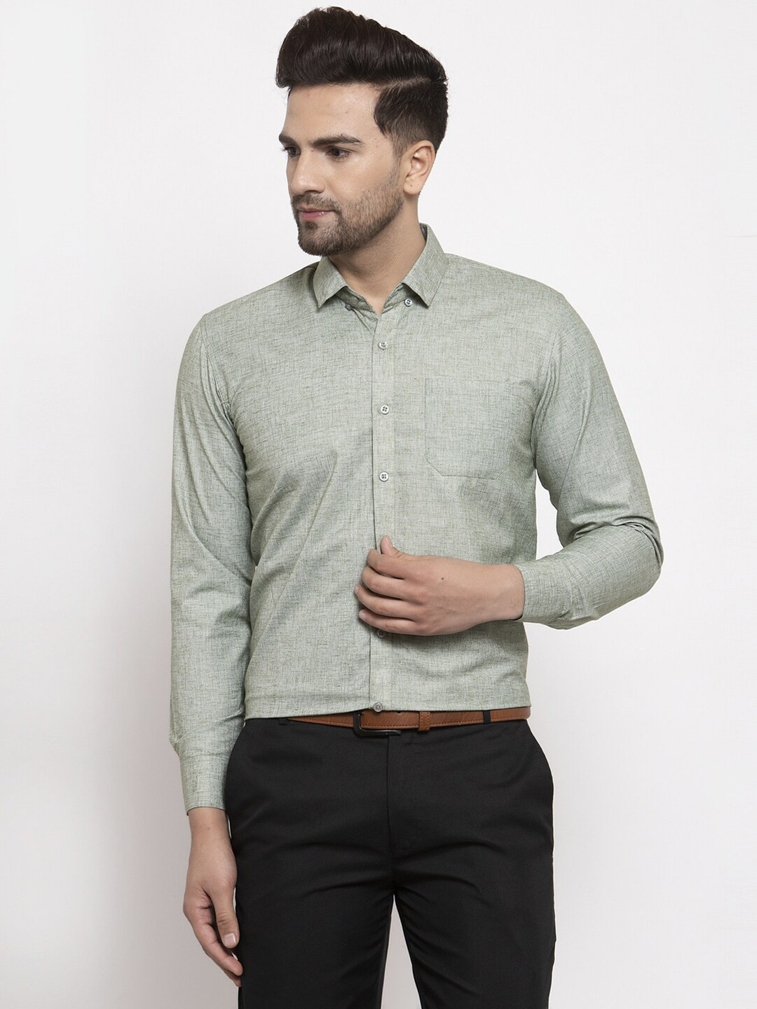 

JAINISH Men Green Smart Slim Fit Formal Shirt