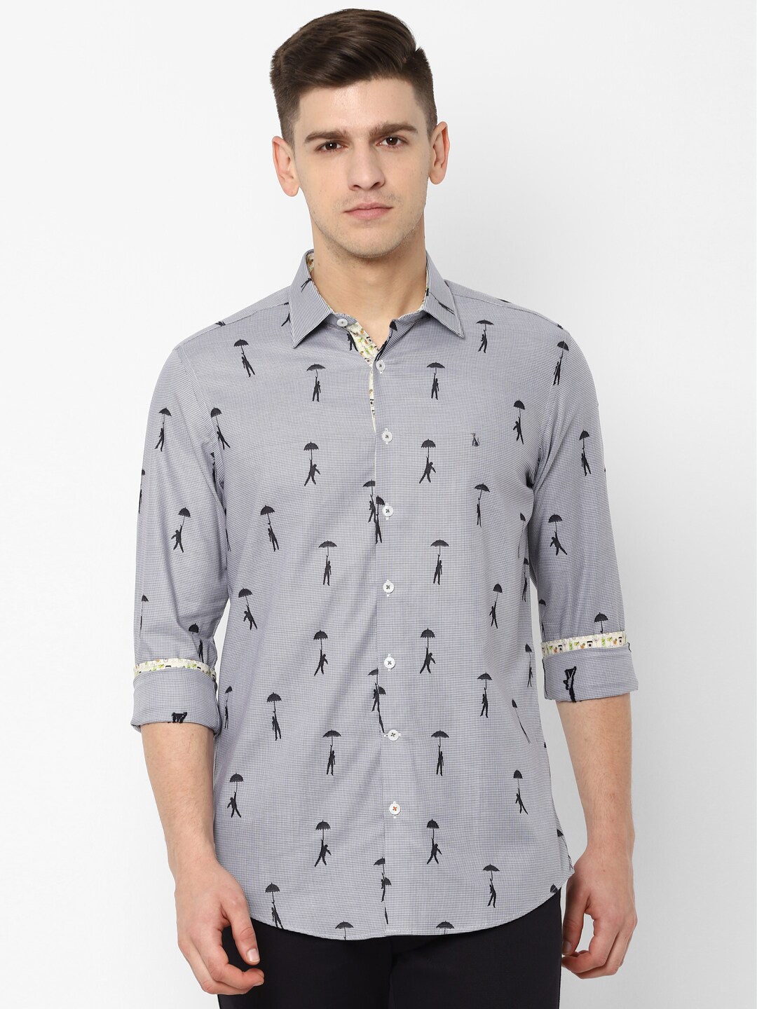 

SIMON CARTER LONDON Men Grey Printed Cotton Casual Shirt