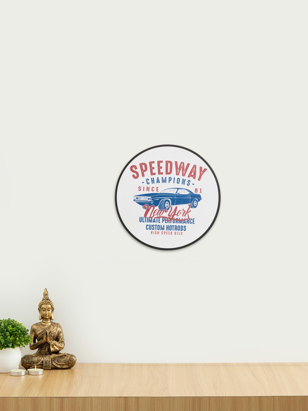 

Home Centre White & Blue Printed Wall Decor Plate