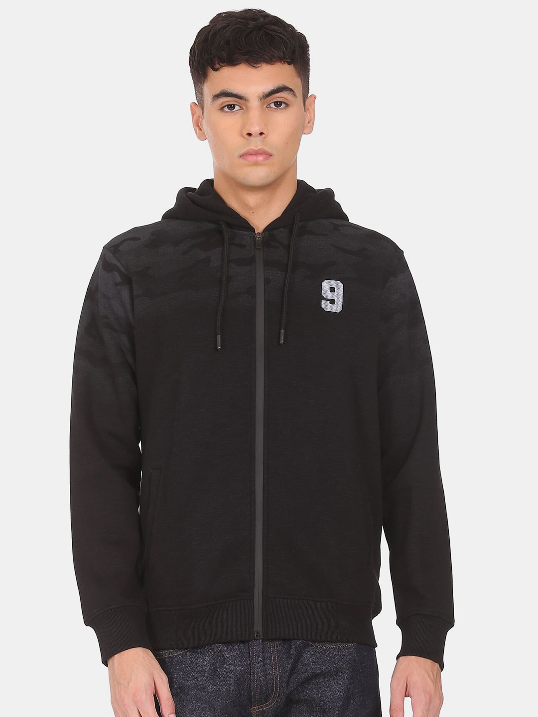 

Colt Men Black Camouflage Printed Hooded Sweatshirt