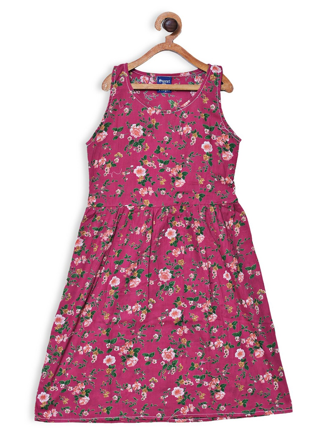 

SWEET ANGEL Girls Pink A-line Floral Dress