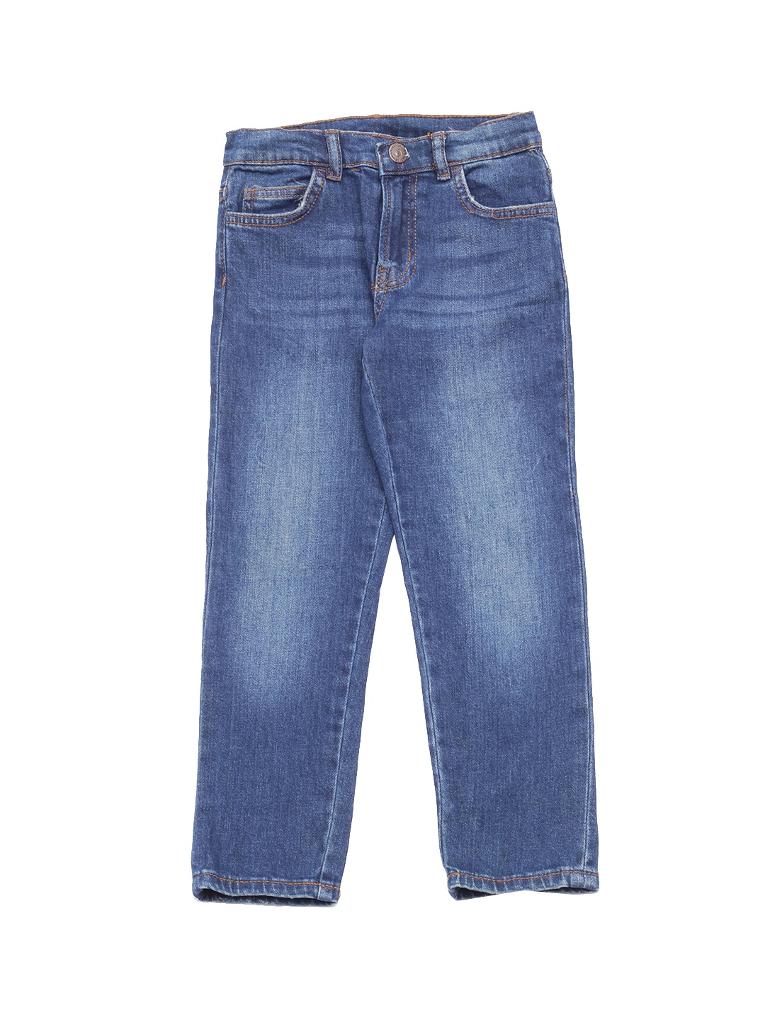 

Lil Lollipop Girls Blue Slim Fit Low Distress Light Fade Pure Cotton Jeans