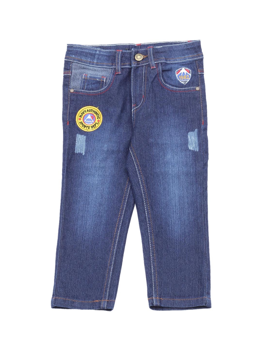 

Lil Lollipop Kids Blue Straight Fit Mildly Distressed Heavy Fade Pure Cotton Jeans