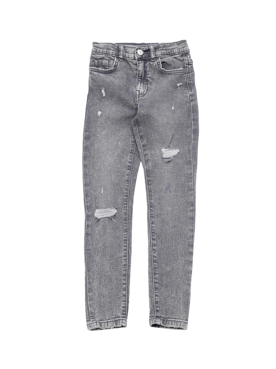 

Lil Lollipop Unisex Kids Grey Slim Fit Mildly Distressed Light Fade Jeans