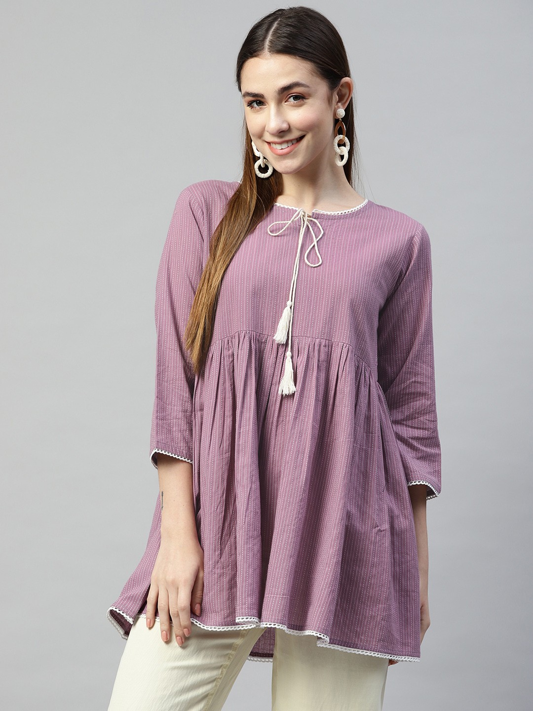 

RAJGRANTH Purple Striped Tunic