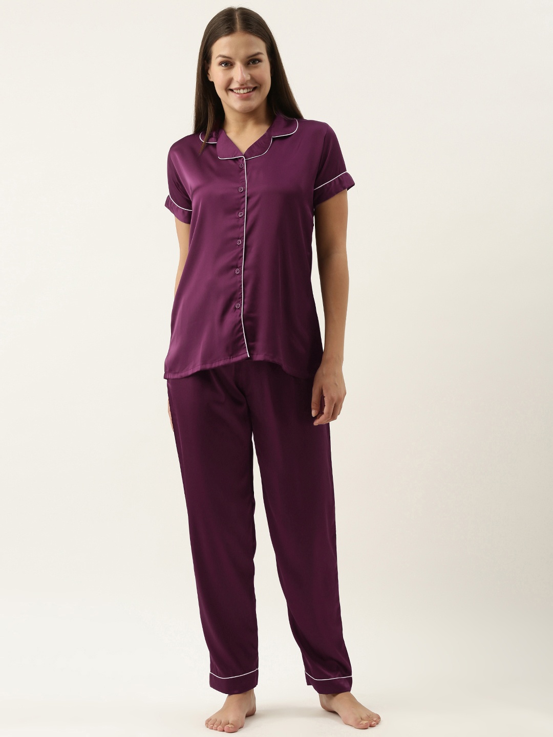 

FashionRack Women Purple Satin Night suit