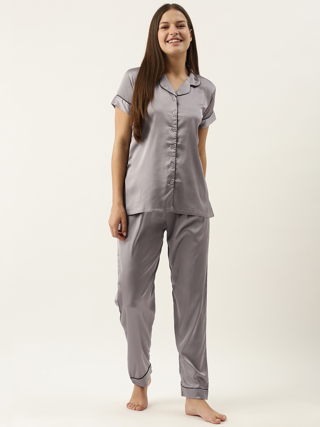 

FashionRack Women Grey Satin Night suit
