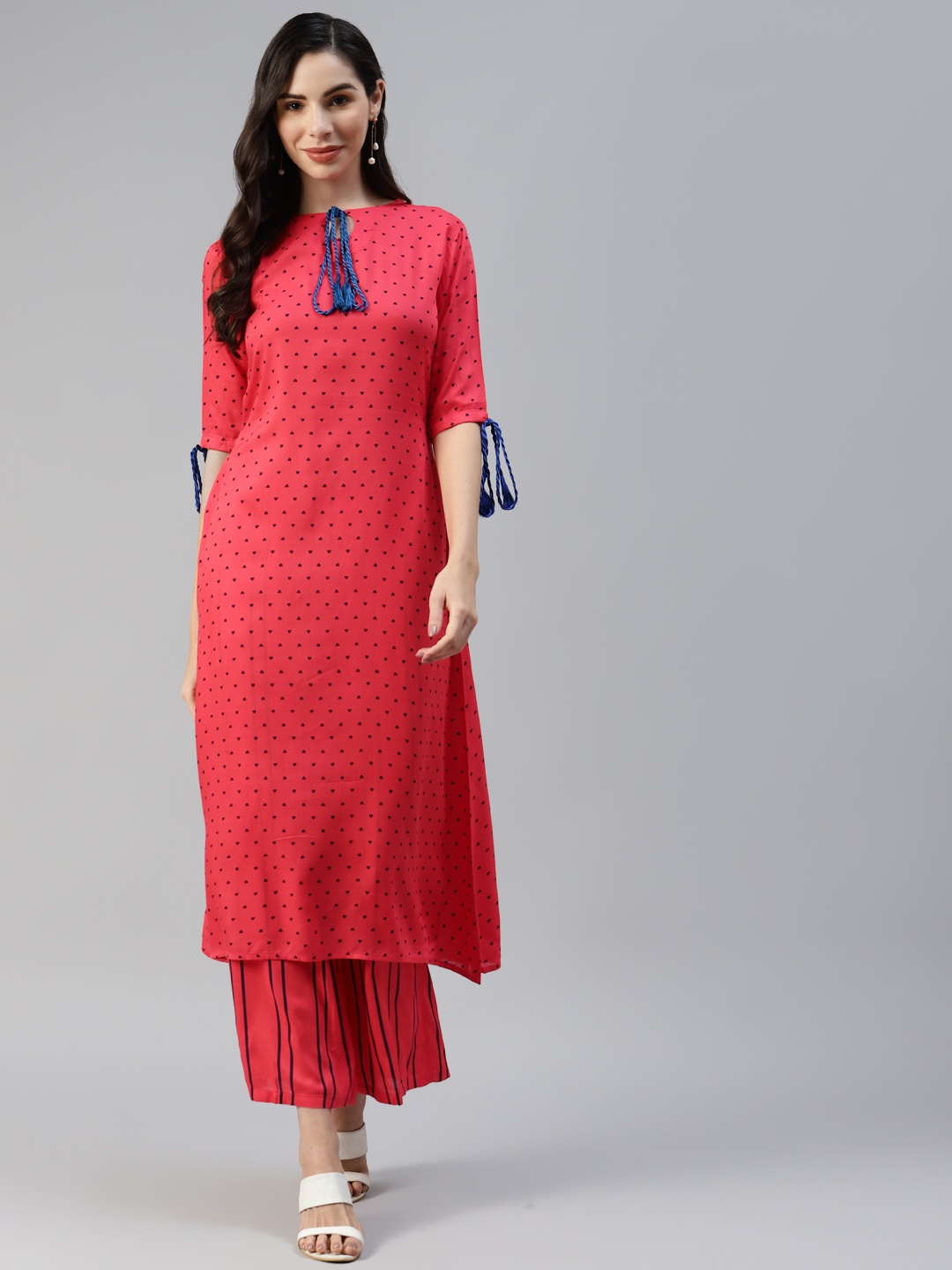 

MBE Women Pink Printed Kurta with Palazzos