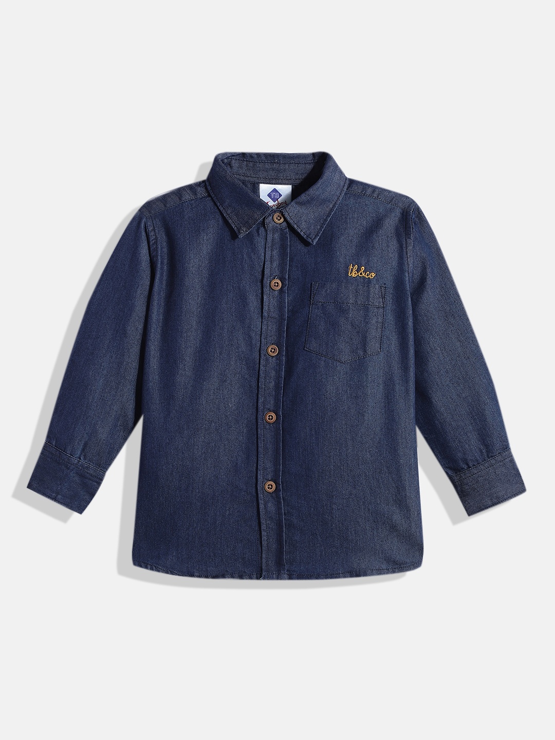 

TONYBOY Boys Navy Blue Solid Premium Casual Denim Shirt