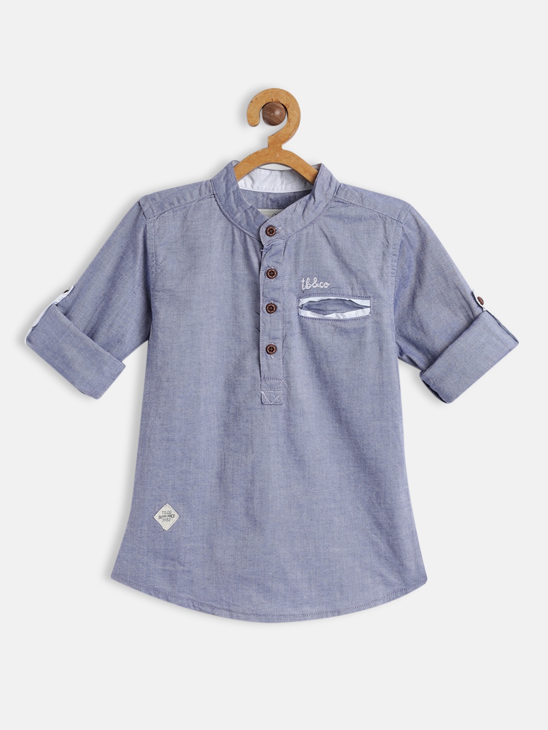 

TONYBOY Boys Blue Solid Premium Casual Shirt