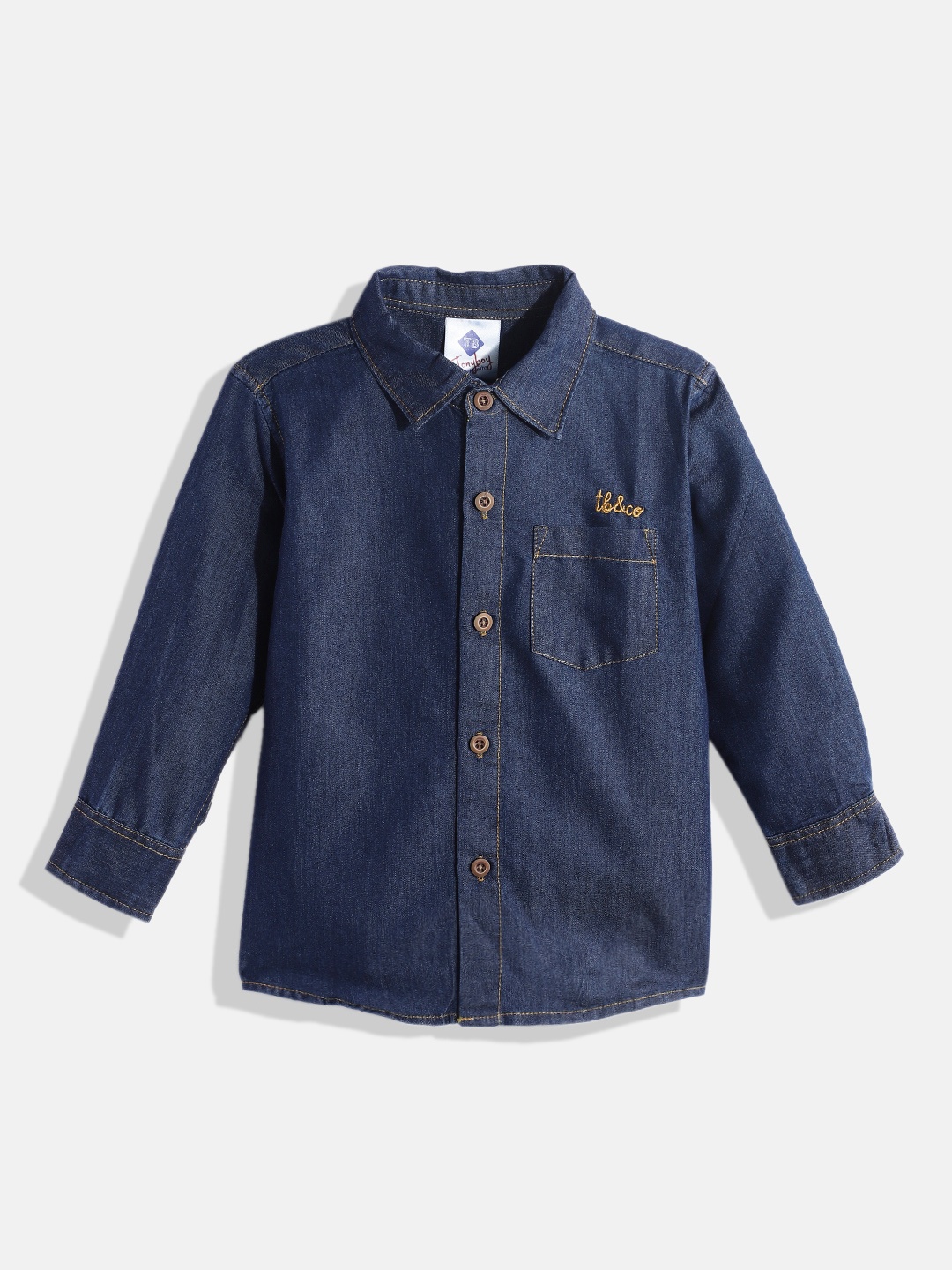 

TONYBOY Boys Navy Blue Solid Premium Casual Denim Shirt