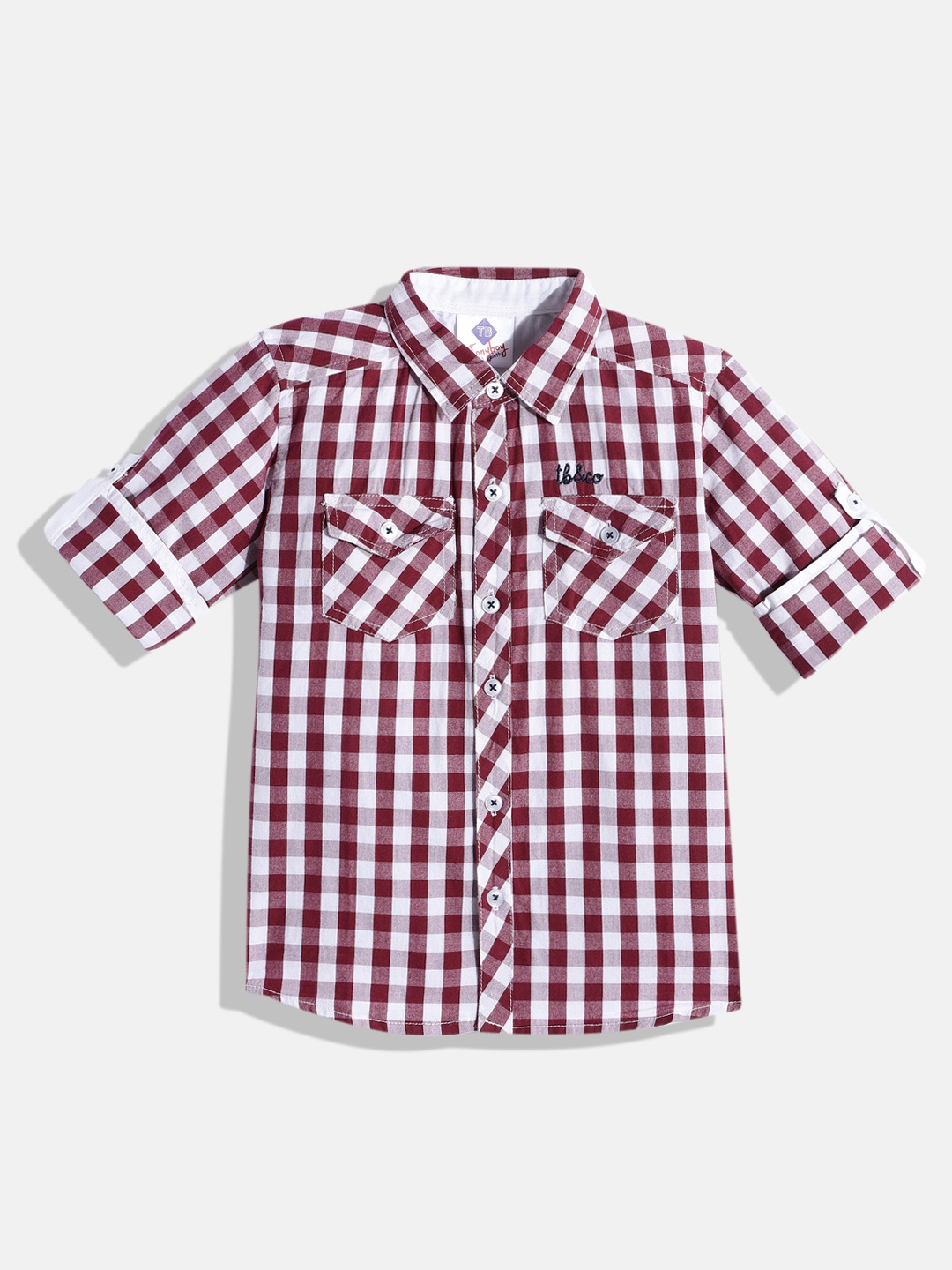 

TONYBOY Boys Burgundy Premium Checked Casual Shirt