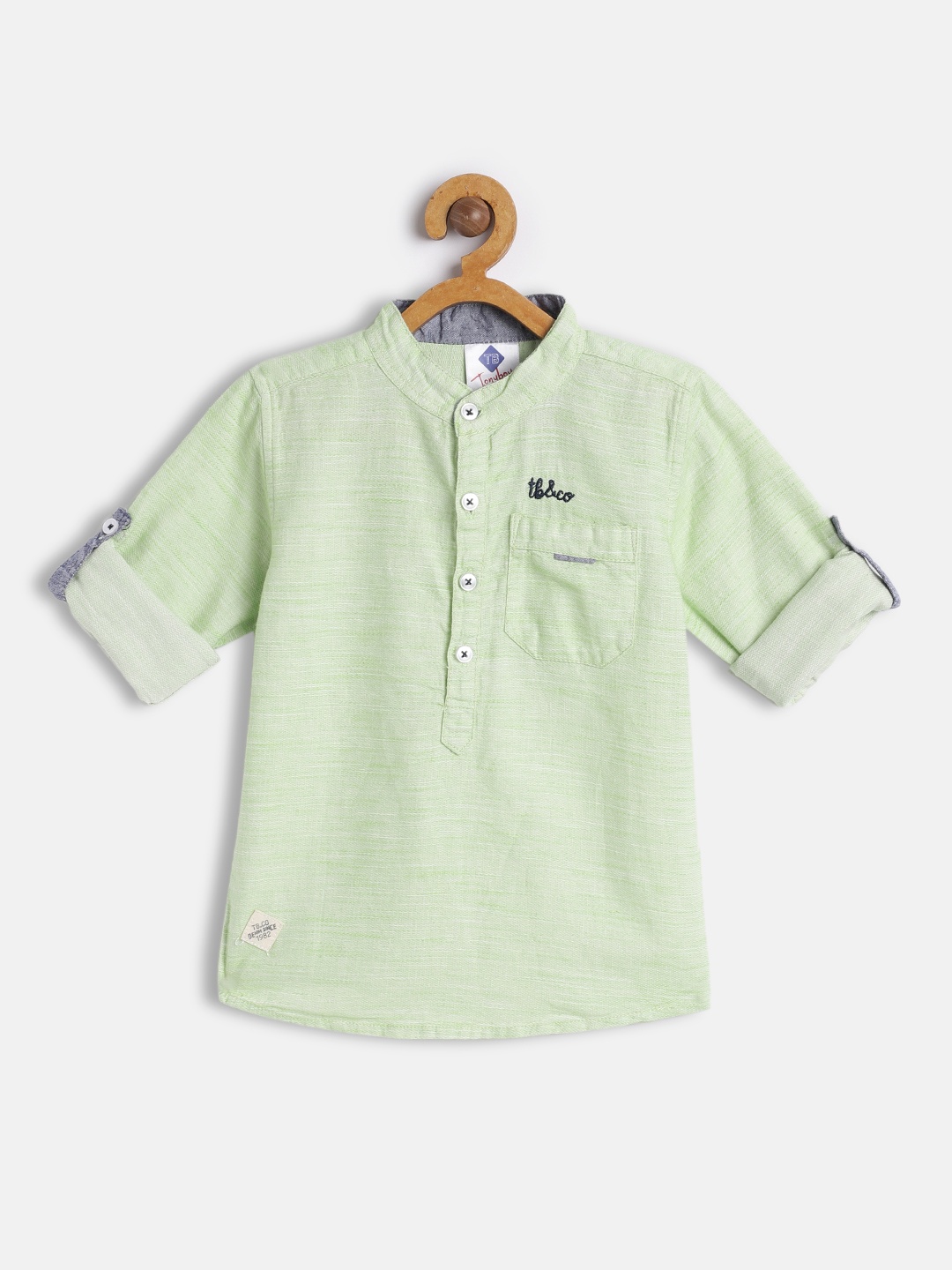 

TONYBOY Boys Green Solid Premium Casual Shirt