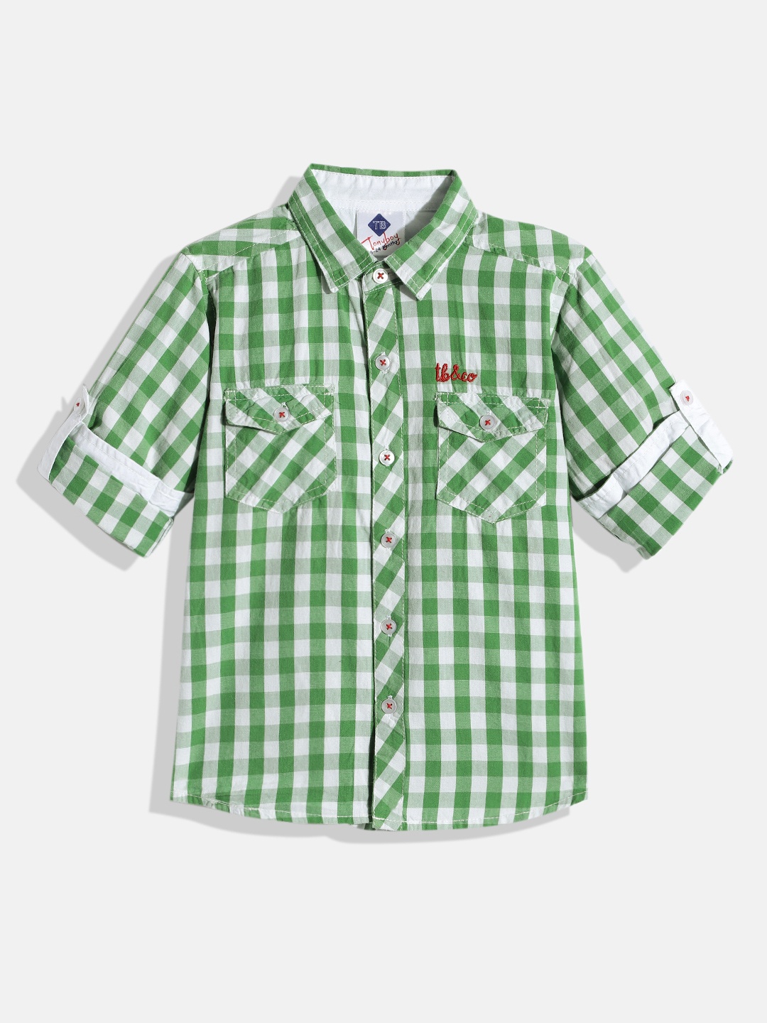 

TONYBOY Boys Green Premium Checked Casual Shirt