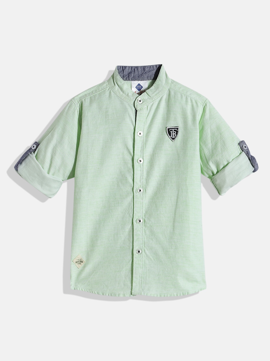 

TONYBOY Boys Green Solid Premium Casual Shirt