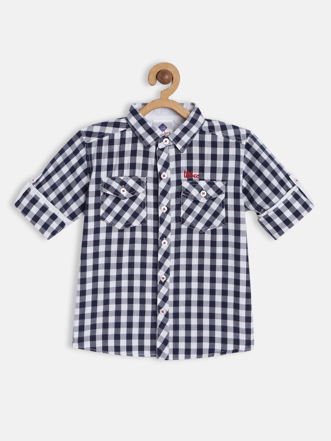 

TONYBOY Boys Navy Blue Premium Checked Casual Shirt