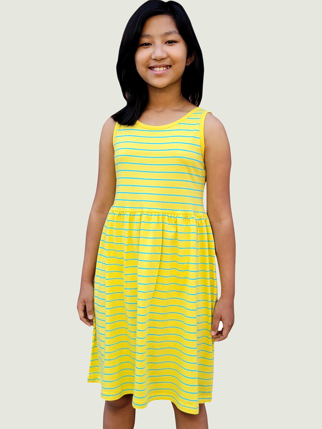 

Campana Yellow Striped Cotton Dress