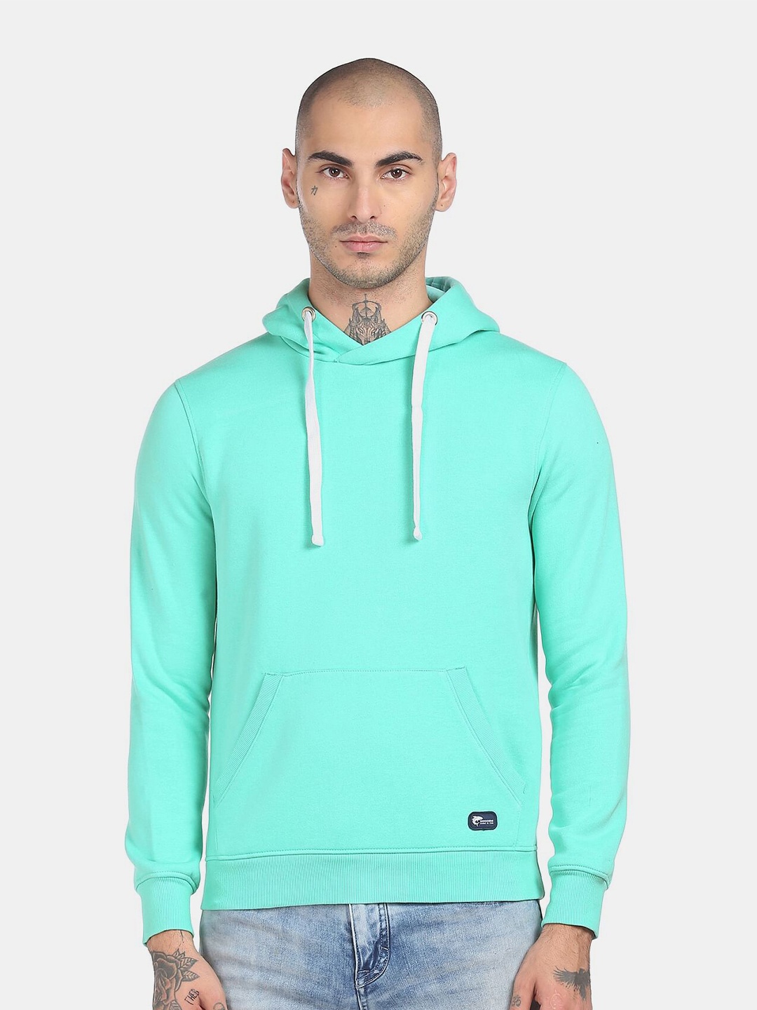 

Ruggers Men Sea Green Solid Cotton Pullover Sweatshirt