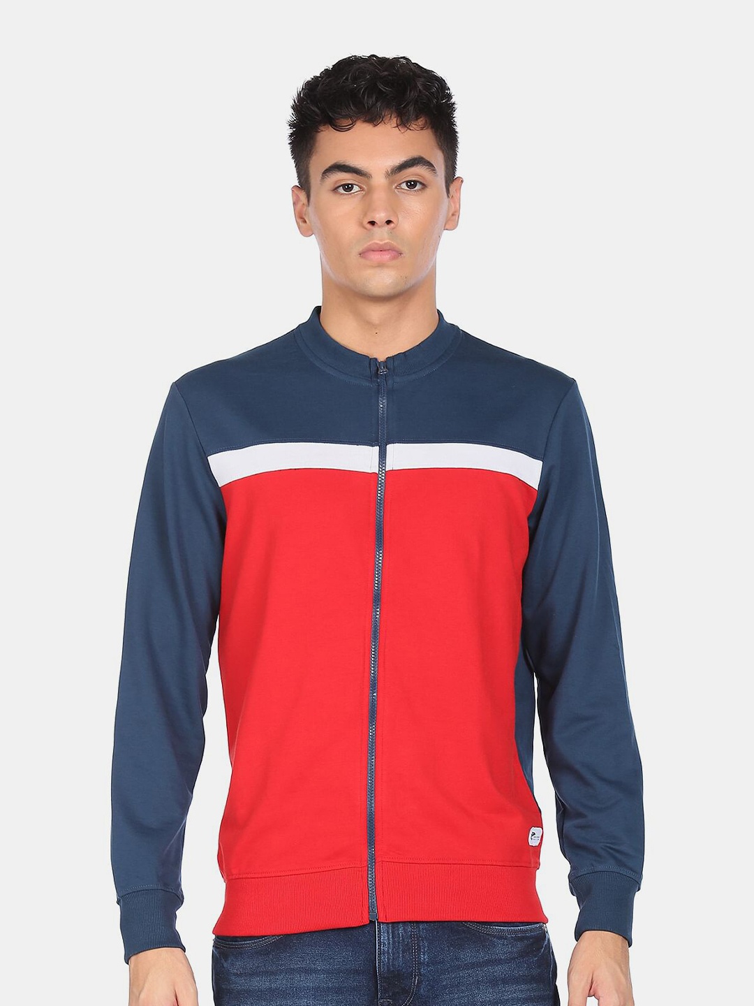 

Ruggers Men Blue & Red Colourblocked Sweatshirt