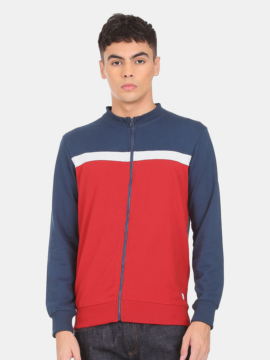 

Ruggers Men Navy Blue Colourblocked Sweatshirt