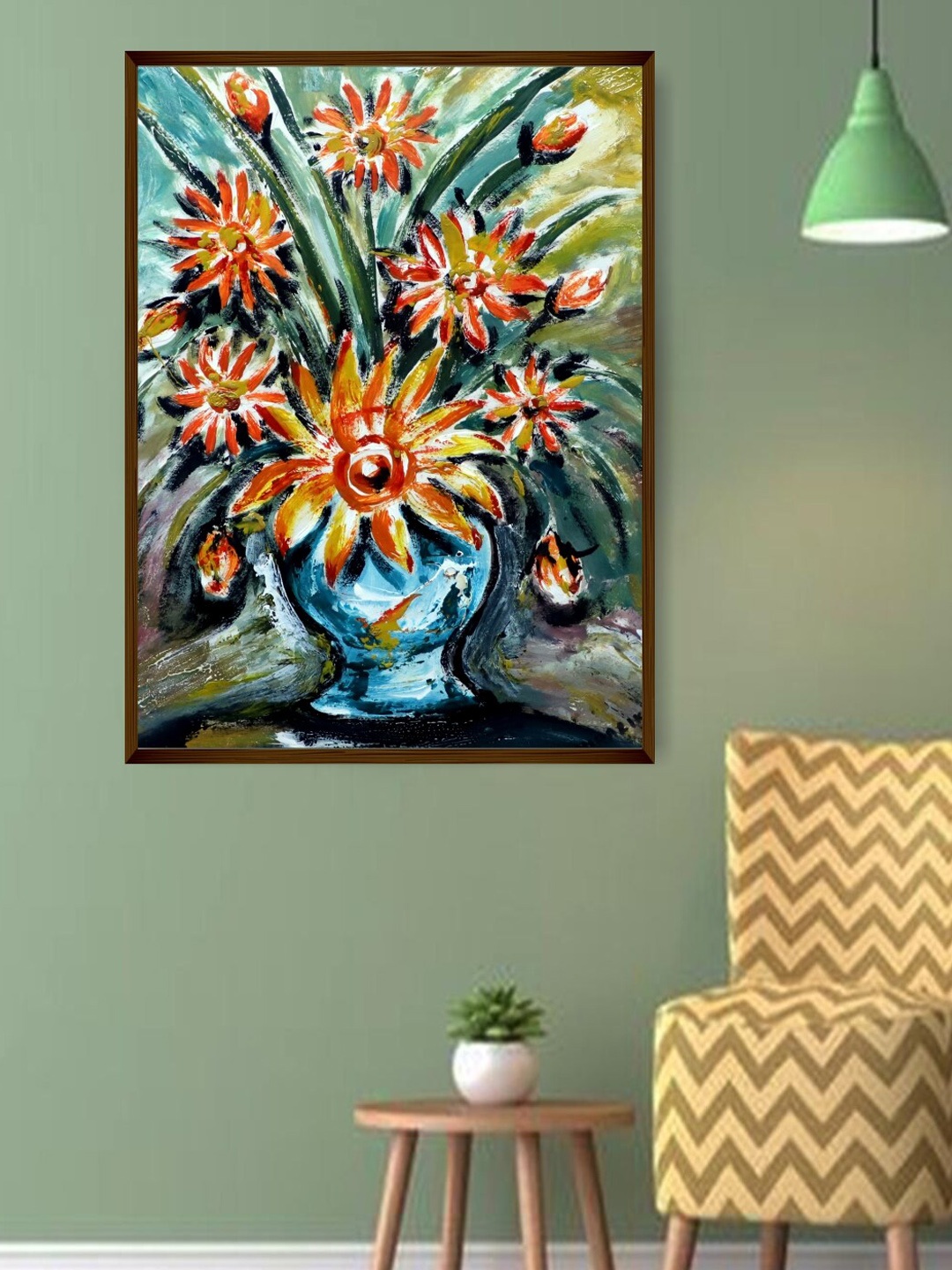 

The Art House Blue & Orange Abstract Painting Wall Art