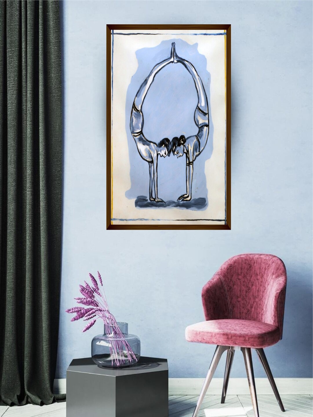 

The Art House Blue & Black Abstract Painting Framed Wall Art