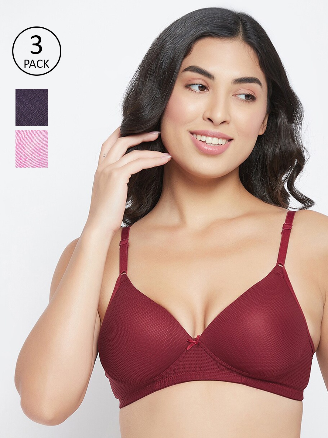 

Clovia Maroon & Purple Pack of 3 Heavily Padded Bra