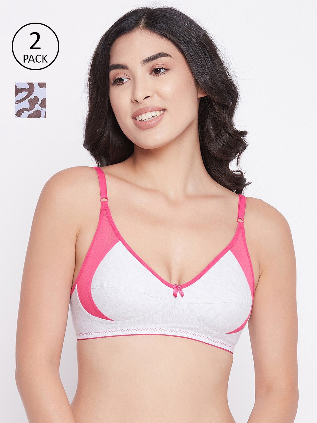 

Clovia Multicoloured Set of 2 Abstract Printed Non-Padded Cotton Bra, Multi