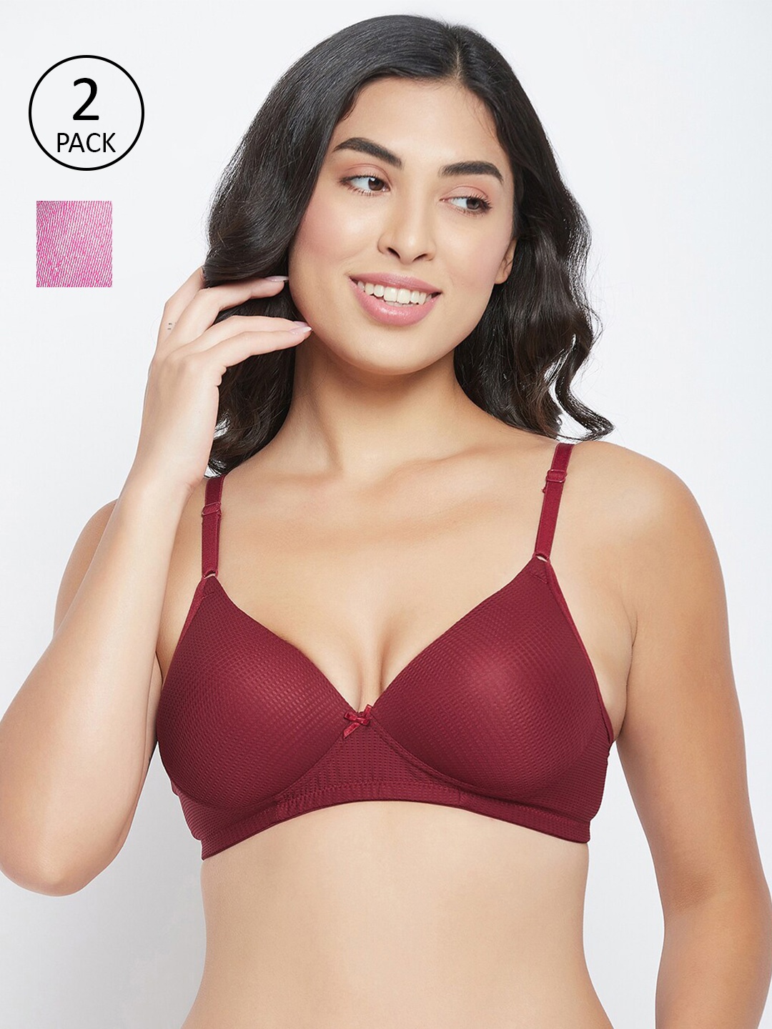 

Clovia Pack Of 2 Maroon & Purple Bra Heavily Padded