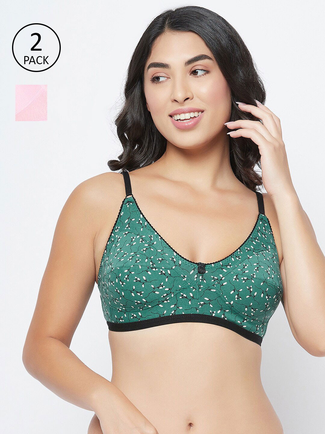 

Clovia Pack of 2 Multicoloured Floral Non Padded Bra, Multi