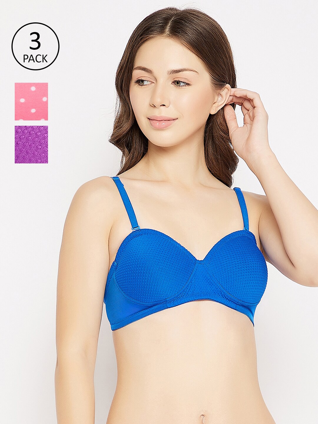 

Clovia Blue & Purple Pack of 3 Lightly Padded Bra