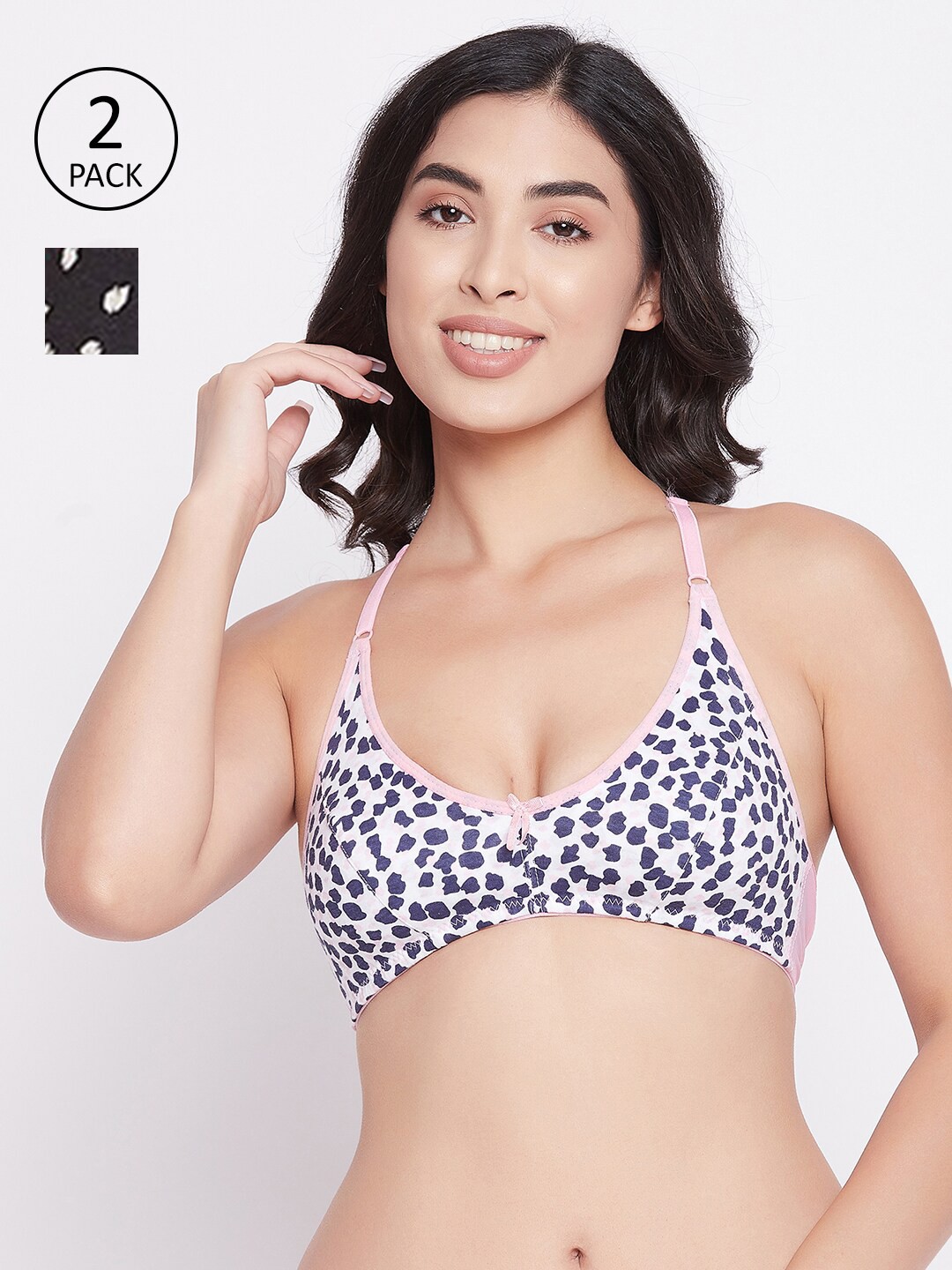 

Clovia Blue & White Printed Set Of 2 Non-Padded All Day Comfort Everyday Bra