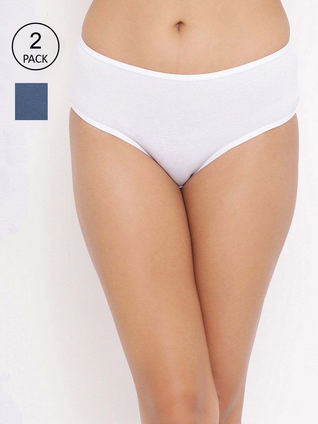 

Clovia Women Pack Of 2 Solid Cotton Hipster Briefs, Multi